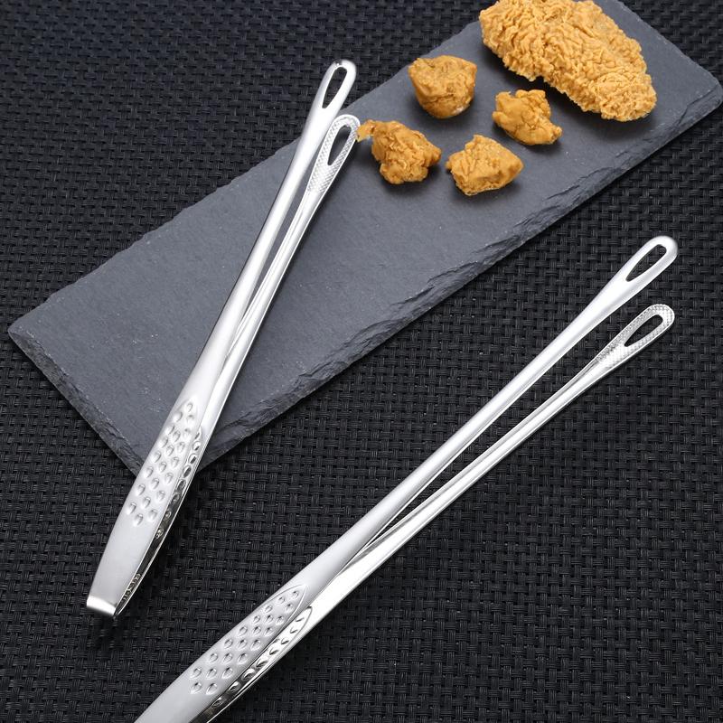 Kapmore 1 pz Pinza per alimenti in acciaio inossidabile con manico lungo antiscivolo per barbecue, bistecche, utensili da cucina, accessori