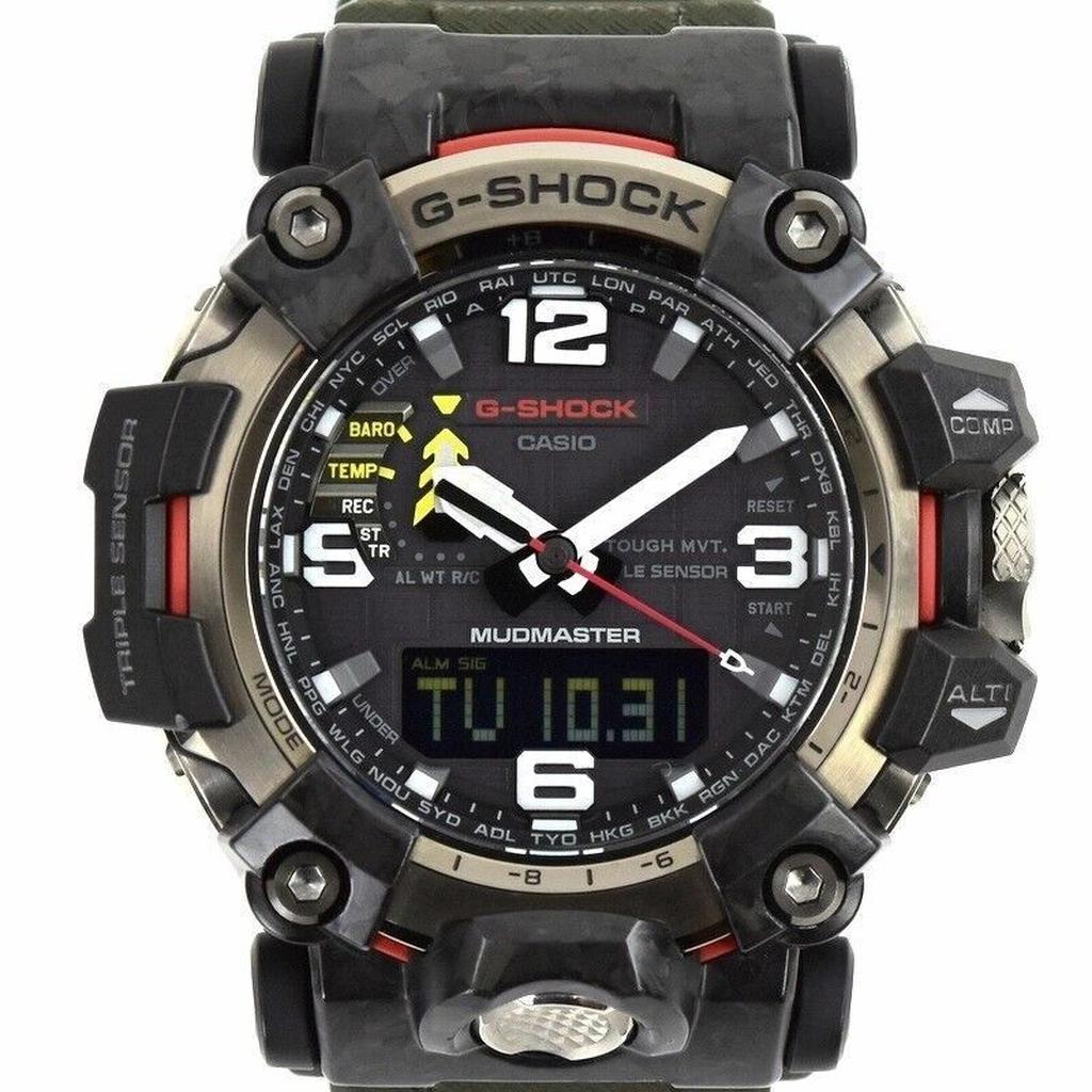 

Восстановленные часы Casio G-Shock Mudmaster Аналогово-цифровые Ремешок из полимерной смолы Черный циферблат Солнечные GWG-2000-1A3 200М Мужские часы чёрный