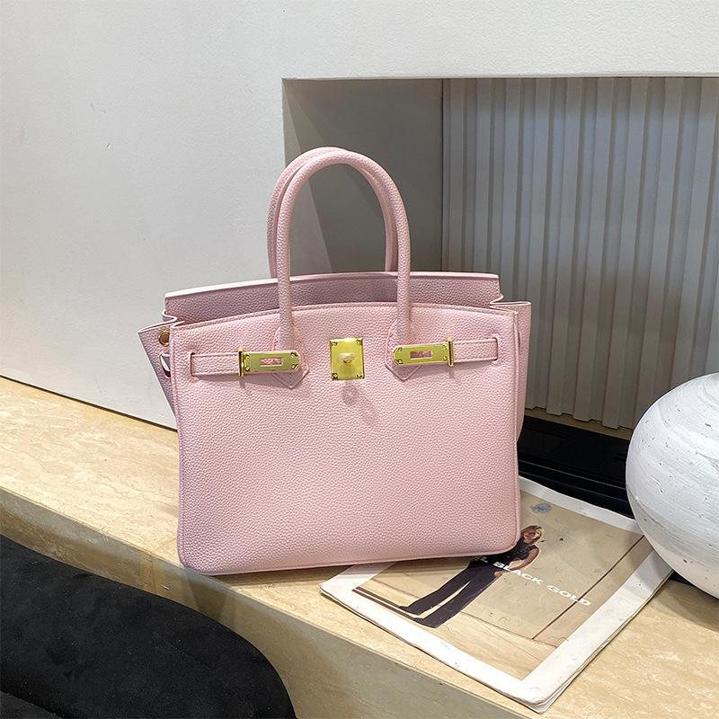 

Платиновая сумка с золотой пряжкой, женская сумка из натуральной кожи большой вместимости, модная наплечная сумка нового стиля 20*17*12cm