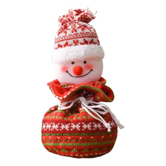 Christmas Drawstring Gift Bag 3D Plush Reindeer Santa Snowman Fruit Sacks Reusable Fabric Candies Goodie Storage Bag for Xmas Party Favors