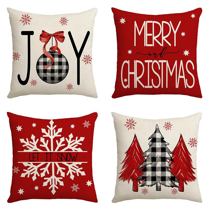 

Christmas Cushion Cover 45*45 Sofa Cushion Pillowcase Linen Pillowcase Christmas Tree Snowflake Home Christmas Decoration