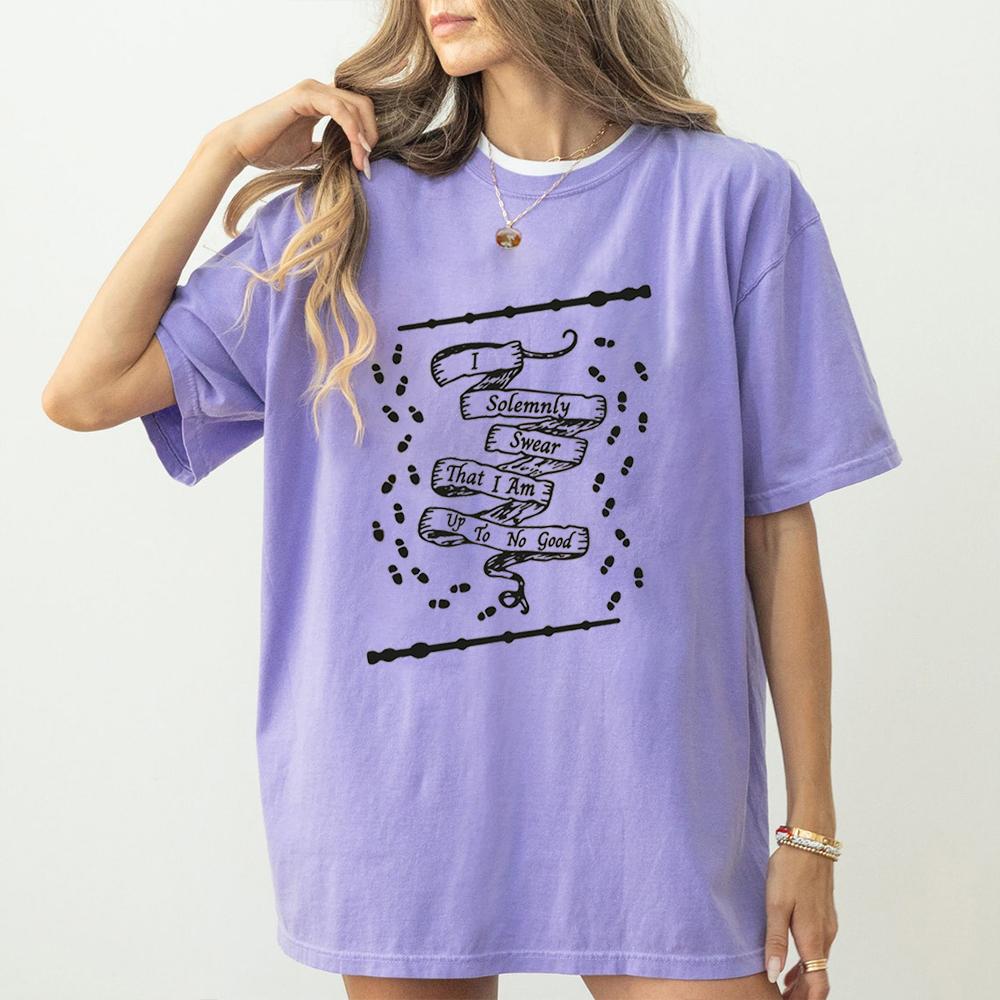 Unisex Top Funny Wizard I Solemnly Swear That I Am Up To No Good Magical Mischief Tee Casual Y2K Top Daily Trendy Streetwear