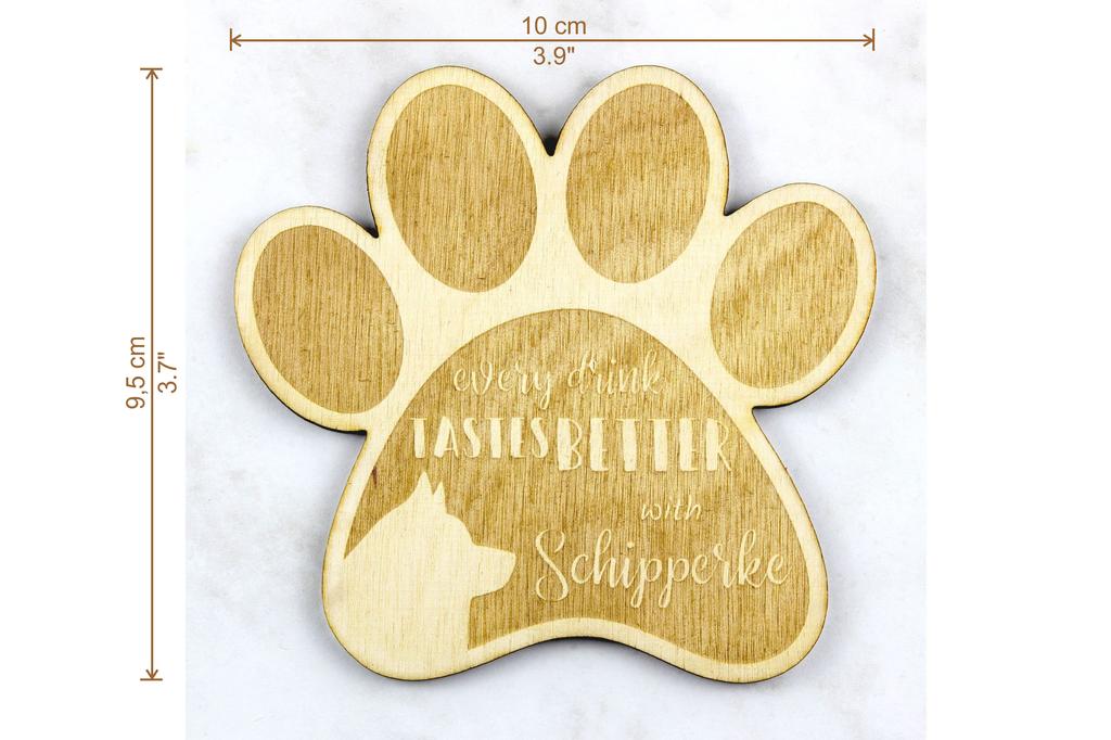 Schipperke, Malý černý ďábel, Malý kapitán - Podtácek pod hrnek, gravírovaný podtácek se psem, dárek pro milovníka psů od značky Art-Dog