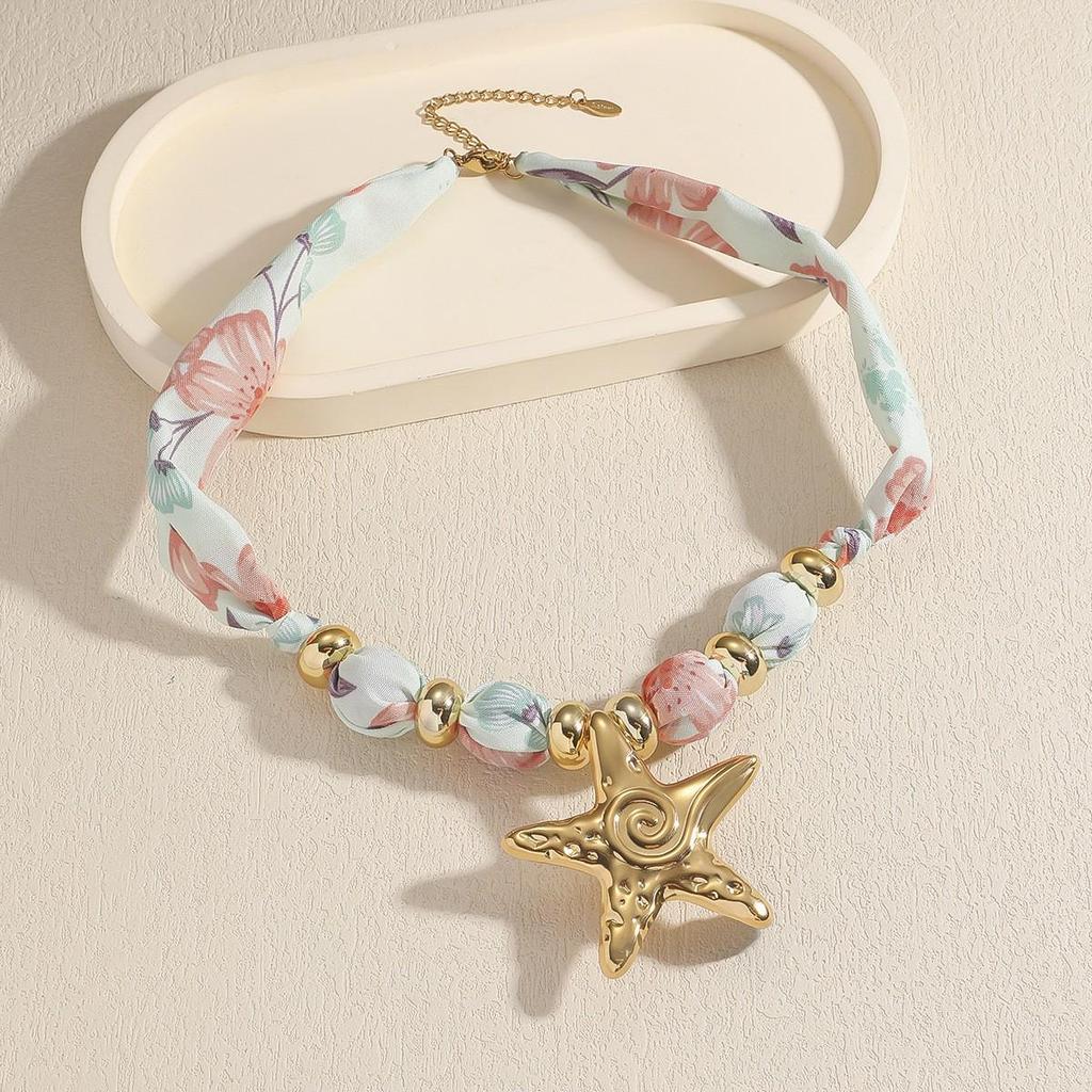 Cross-border Starfish Shell Beaded Necklace: Fashionable Handmade Imitation Pearl Jewelry