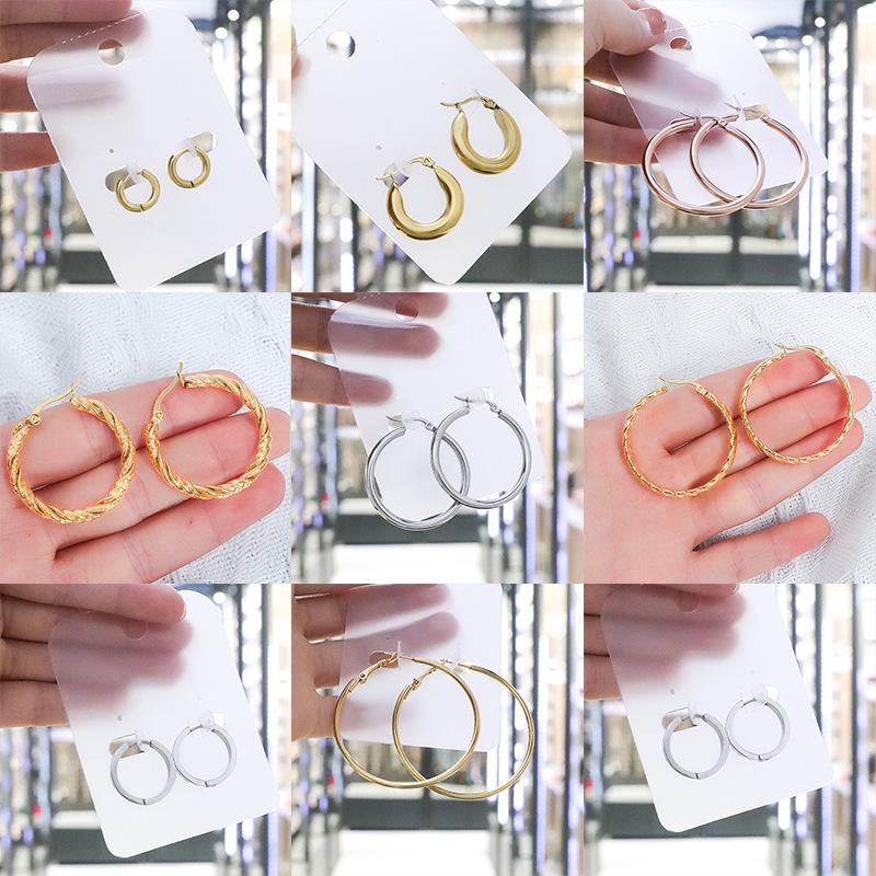 Fashionable Real Gold Electroplated Circle Earrings for Women's Simple Twisted Earrings Temperament High-end and Versatile Earrings