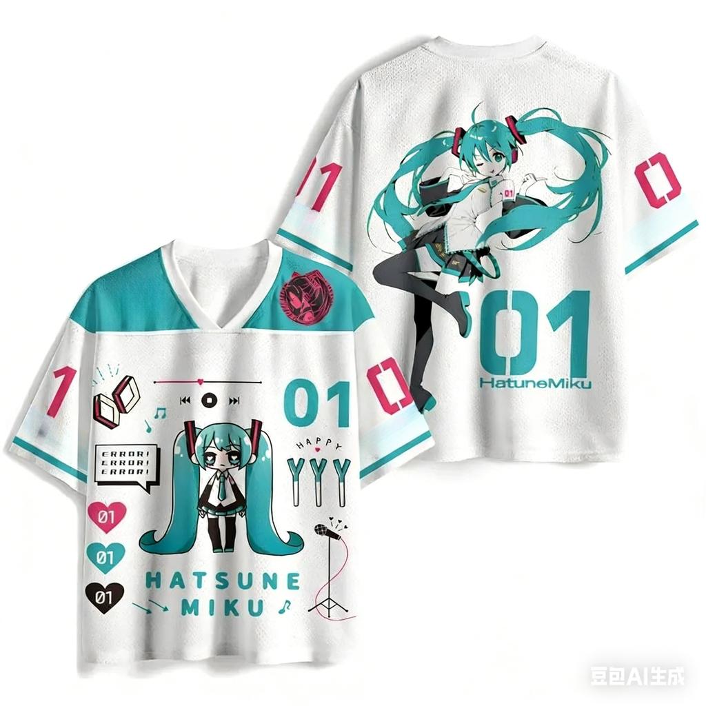 2026 Summer Hot Sale Fashion New Animation Hatsune Miku T-shirt 3D Print Fitness Hip Hop Street Round Neck T-shirt Large