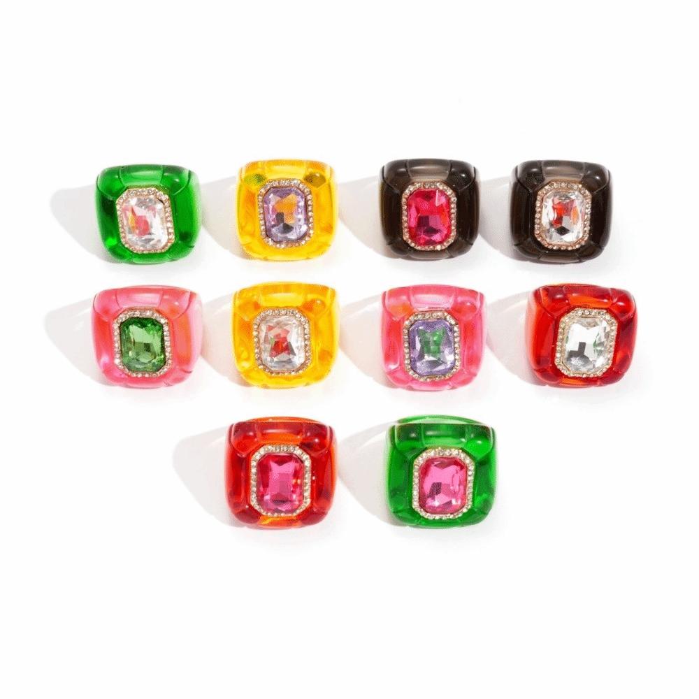 Exaggerated Acrylic Resin Ring Candy Color Big Dome Plain Ring Geometric Ring Jewelry Gifts