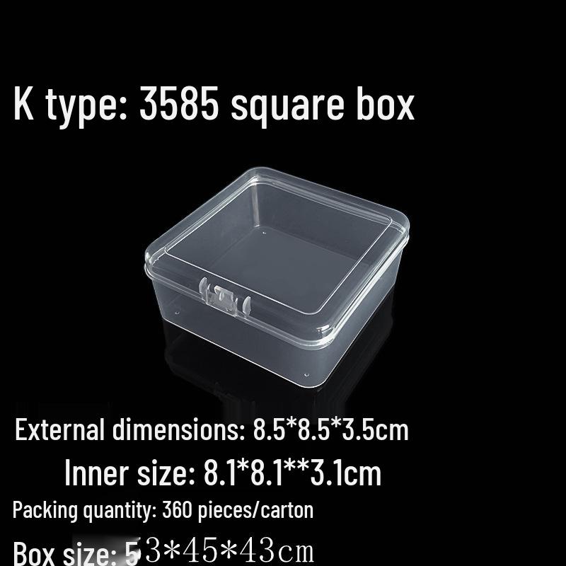 Square Transparent PP Plastic Storage Box for Electronics and Earbuds