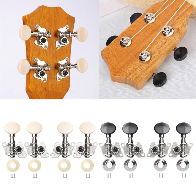 Classical Style Ukulele Tuning Pegs Machine Heads Replacement 2L + 2R Tuners with Mouting Screws Easy To Install