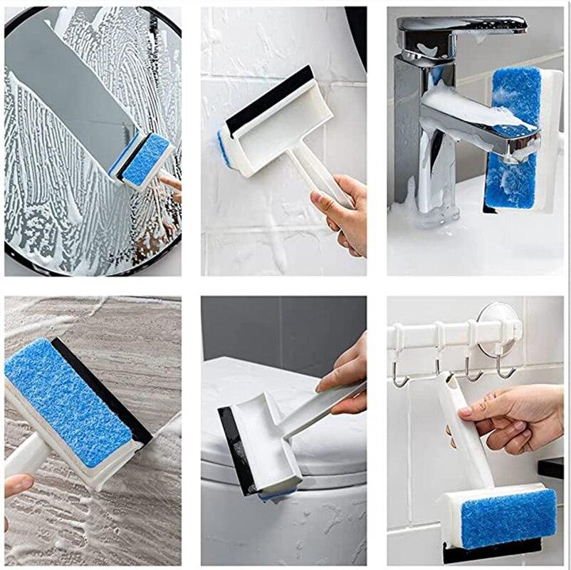 Mirror Wiper Scraper Dual Purpose Glass Cleaning Brush Household Bathroom Tile Can Be Hung with Handle Window Cleaning Brush