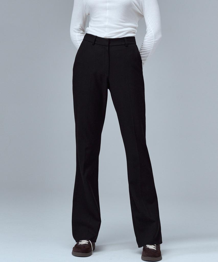 MALOUPE 2138 Brushed Stretch Slim Bootcut Pants (Black)