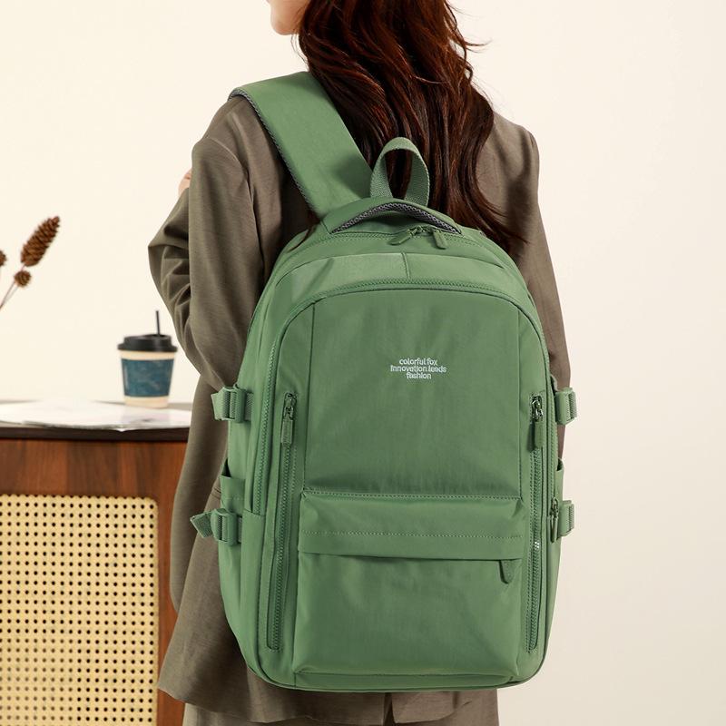 Schoolbag temperament trendy new 1011 fashion commuter class backpack simple solid color nylon cloth plain elegant backpack women