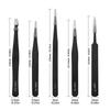 Stainless Steel 10-Piece/11-Piece Tweezer Set with Pointed and Bent Tips, Canvas Bag Included