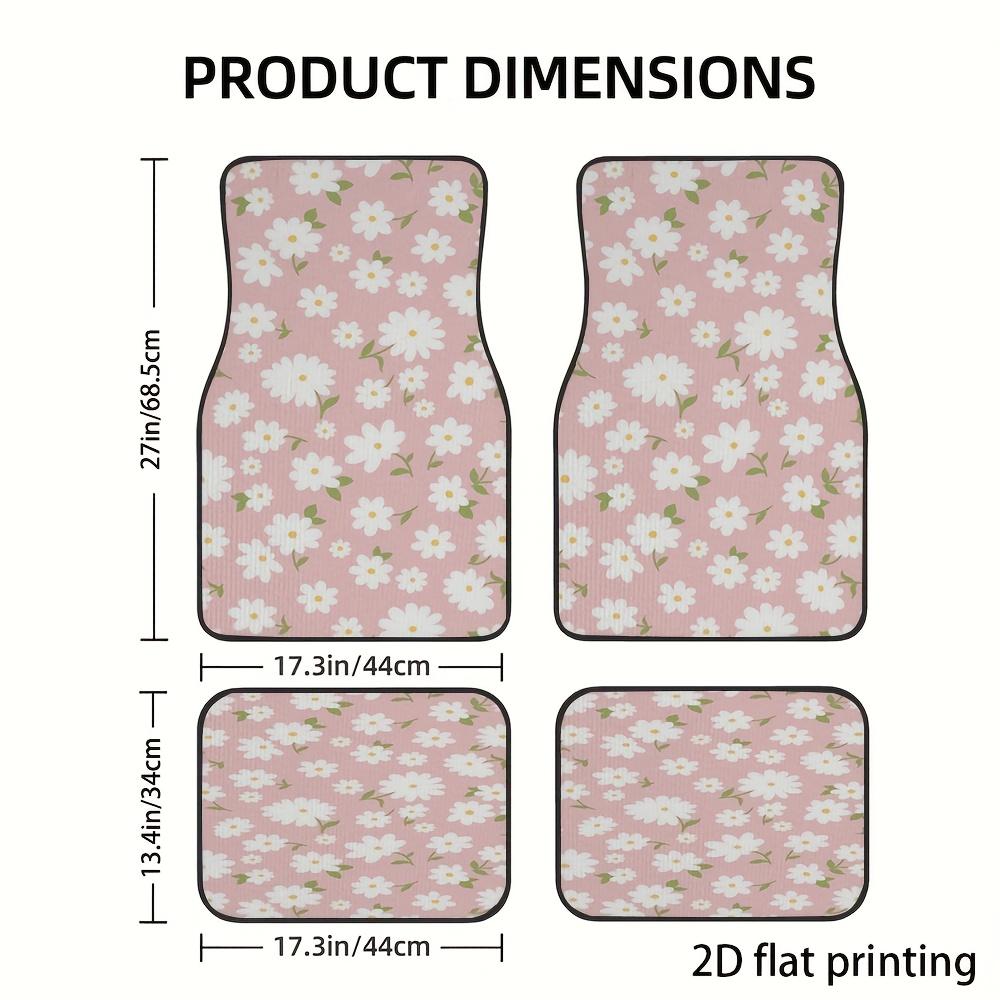 4pcs Car Floor Mats, Pink Background With Small White Floral Pattern, Universal Fit Car Mats, Material, Car Decorative Accessori