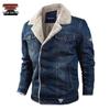 Herren Casual Jeansjacke mit Fleecefutter, Winter 2018, Große Größen, Lockerer Schnitt, Umlegekragen