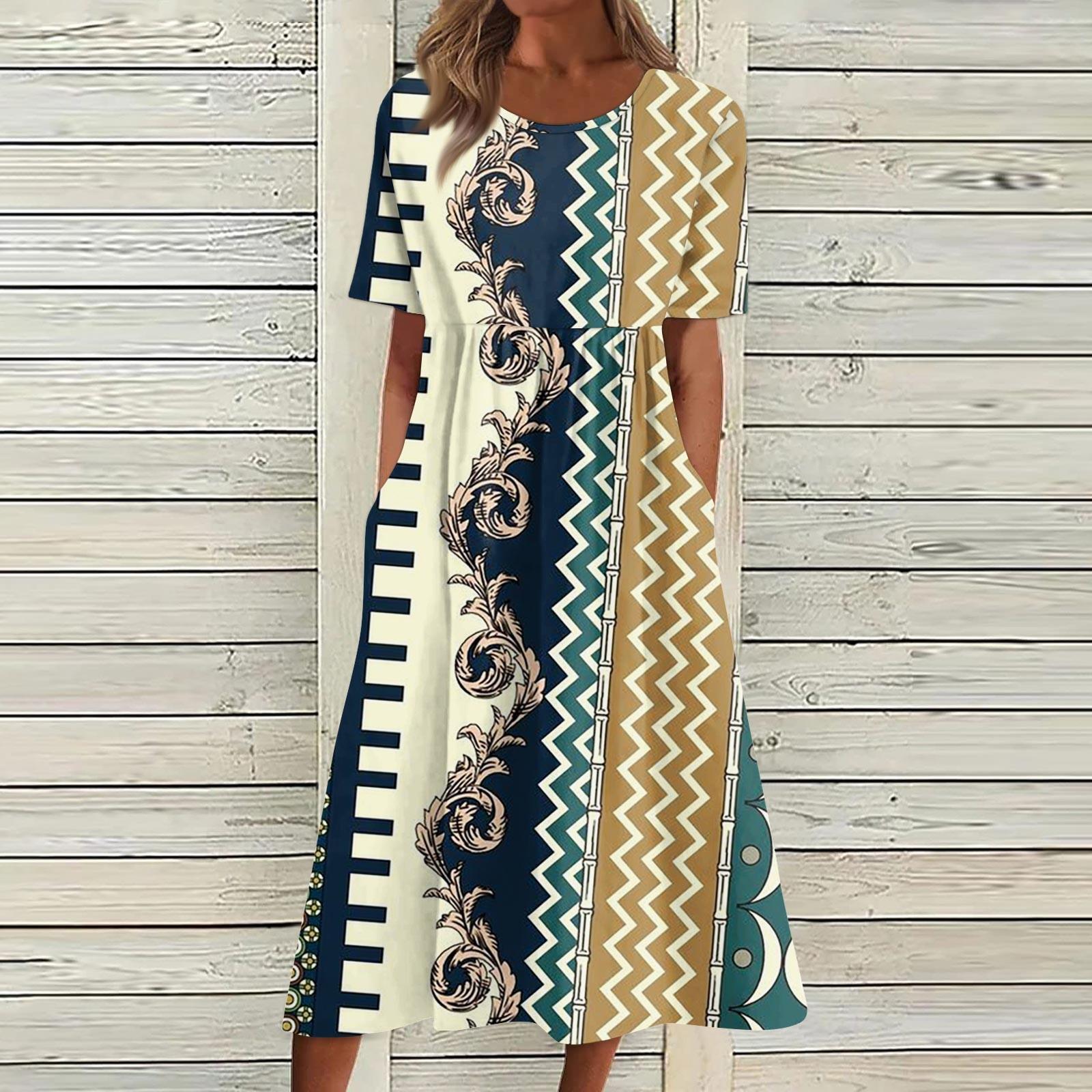 

Жен. Повседневные платья Платья с принтами Летние платья С принтами Плиссированные платья-миди с круглым вырезом Классический Классический На открытом воздухе Повседневные С короткими рукавами Свободные платья M жёлтый