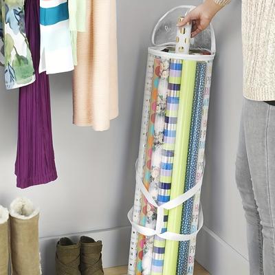 1pc Plastic Wrapping Paper Storage Organizer with Handles - Ideal for Holiday & Christmas Gift Wrap
