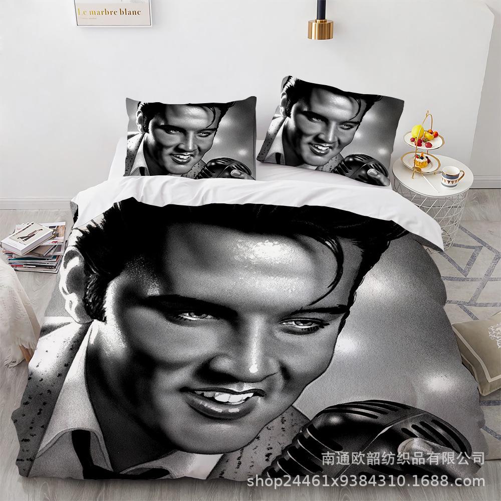 Größe 3D Digitaldruck Elvis Presley Heimtextil Quilt-Set Dreiteilig