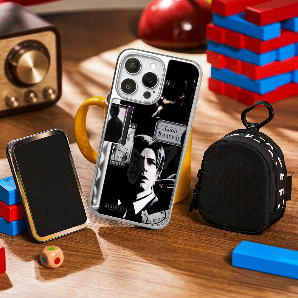 Ada wong X Leon hot game poster Phone Case for iPhone 16 15 14 13 12 11 Pro Max Sheepskin Silver-edged protective case