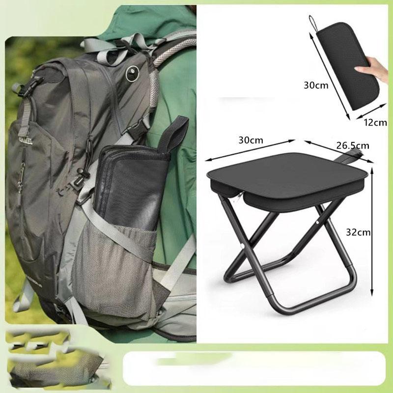 1pc Portable Folding Iron Alloy Stool, Square Outdoor Picnic, Camping, Fishing Chair, Durable, Heavy-Duty 264.55 lbs Capacity,