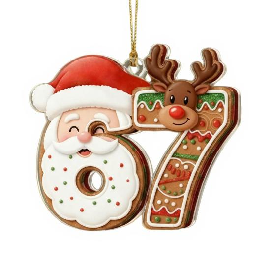 

Рождество 67 Мем Акриловое украшение Плоский Санта Клаус Олень Мороженое Шесть Семь Рождественская елка Подвесное украшение Праздничная вечеринка Подвеска C