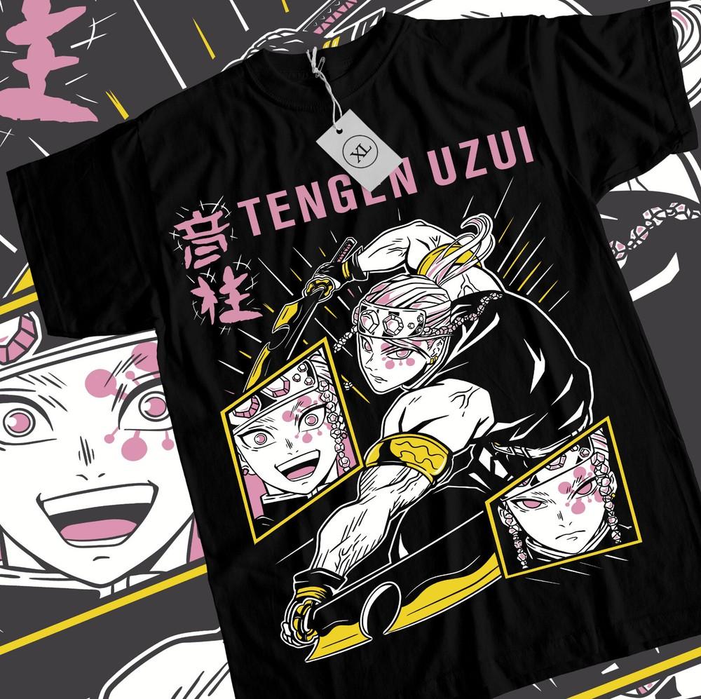 Tengen Uzui T-shirt Demon Slayer Kimetsu No Yaiba Hashira Gift Black Shirt S_5XL Unisex T-Shirt M