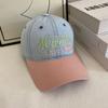 JYL TS DIY Color Block Cap Women Summer Embroidered Wide Brim Denim Hat Cotton