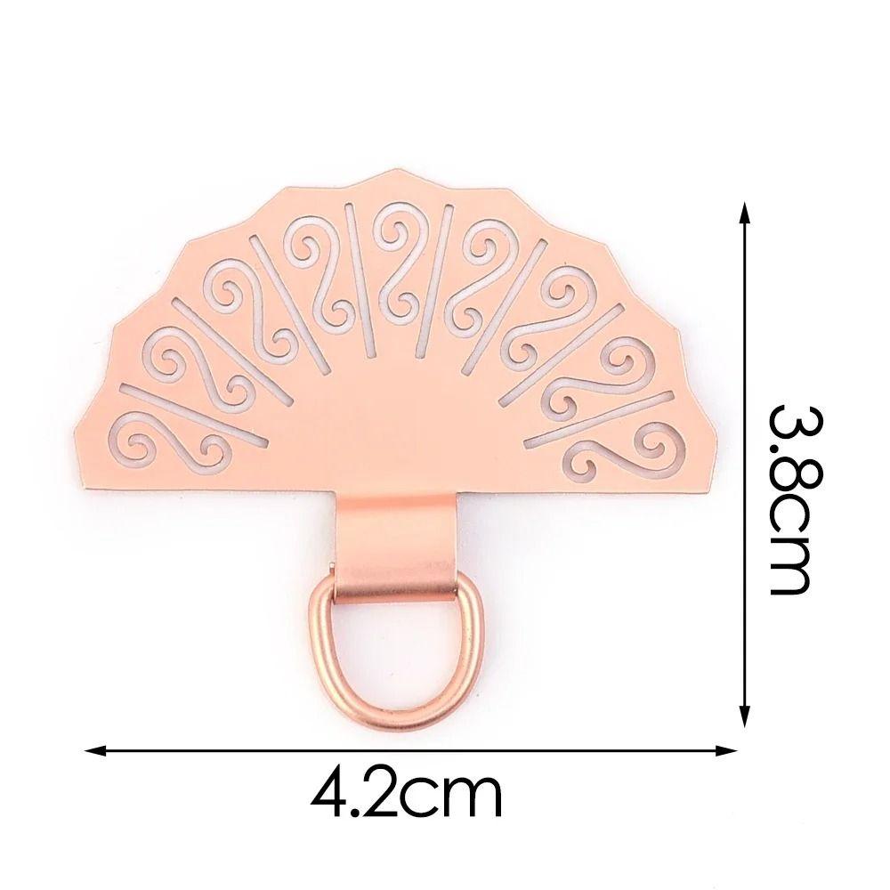 Chinese Style Metal Phone Patch Fan Shaped Phone Card Clip Luxury Phone Lanyard Gasket  Replacement
