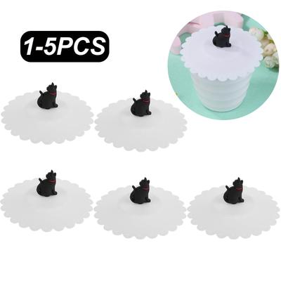 Cute Cat Silicone Cup Cover Dustproof Leakproof Tea Coffee Sealed Lids Cap