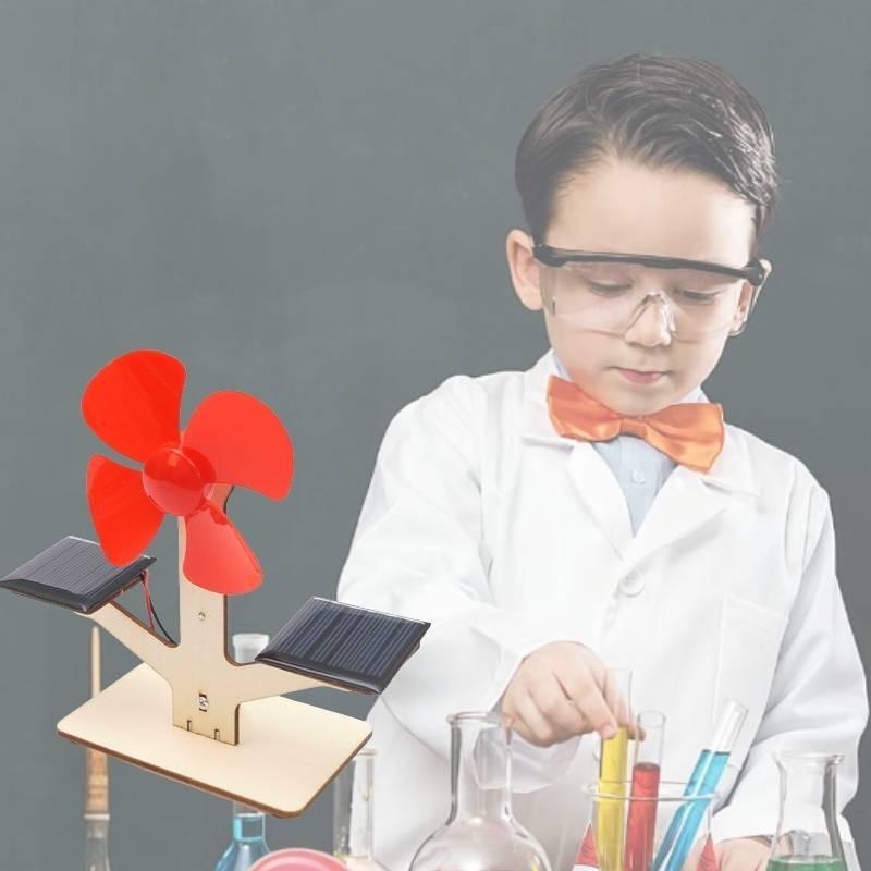Kinder DIY Solarbetriebener Ventilator Wissenschaftsexperiment Lernspielzeug Natürliches Holzmaterial