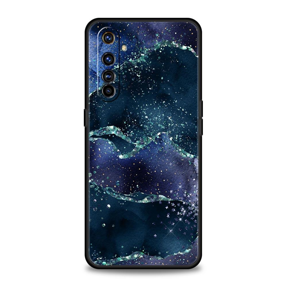 Navy Blue Glitter Agate Marble For Realme GT Neo 2 3 Phone Case Realme 9 8 5G 7 6 GT2 Pro Plus 9i 8i C21Y C3 C11 C25 C35 Cover