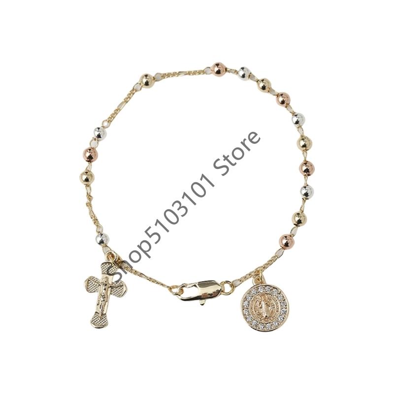 Virgin Mary Rosary Bead Bracelet for Women Style Cross Bracelet Fashion Accessories Religion Bangle Jewelry