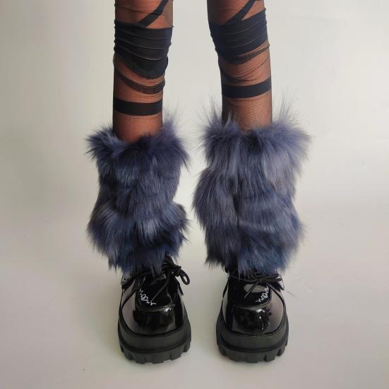 Faux Fur Leg Warmers Women Winter Fuzzy Leg Warmers Soft Furry Boot Cuff Fluffy Boot Sleeves for Party Costume Date Street Wear