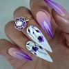 European and American Fashion Long Pointed Gradual Change Purple Ink Blue National Style Fake Nails Sweet Cool Women's Special Nail