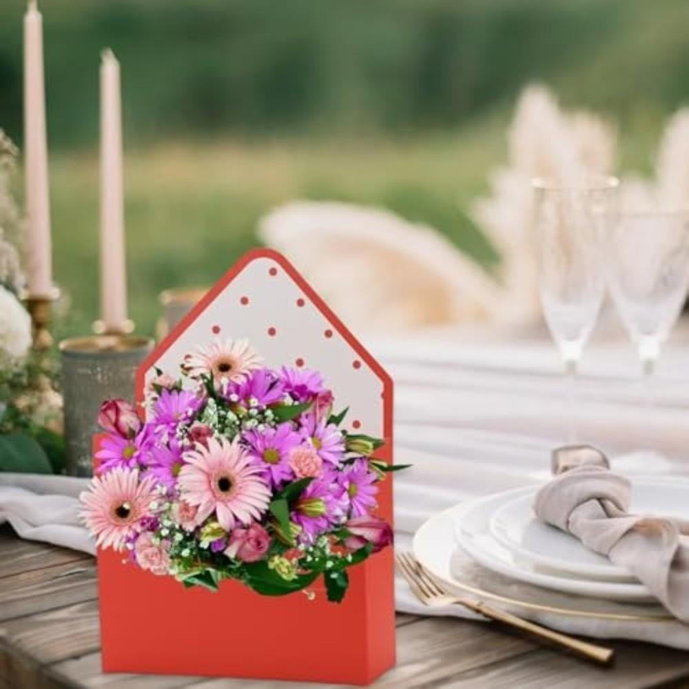 New Folding Valentine Envelope Boxes Empty Stripes Flower Bouquet Package DIY Flower Bouquet Paper Boxes Valentine's Day