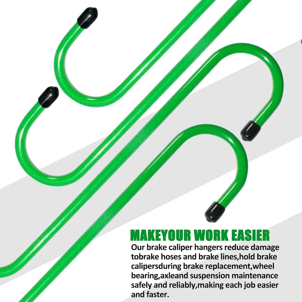 8 Pcs Green Brake Caliper Hangers, Brake Caliper Hooks, Brake Caliper Hanger Hook Brake Caliper Hooks With Rubber Tips, Stainless Steel Hook/Hanger -