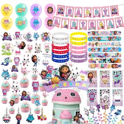 Dollhouse Gabby Birthday Party Favors Gabby Bracelets Stikers Cake Topper Balloons Classroom Rewards Party Pinata Fillers Gifts
