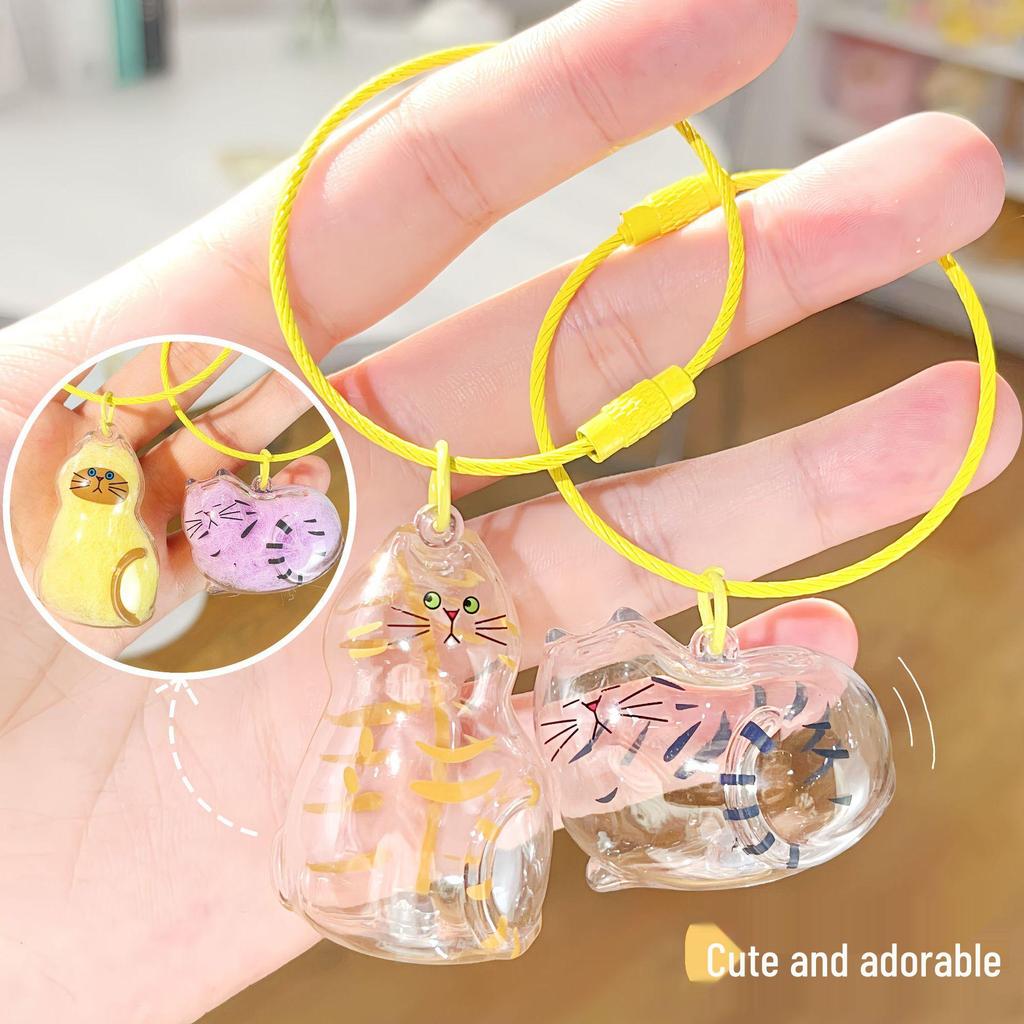Transparent Acrylic Cat Hair Storage Capsule Keychain Ornament