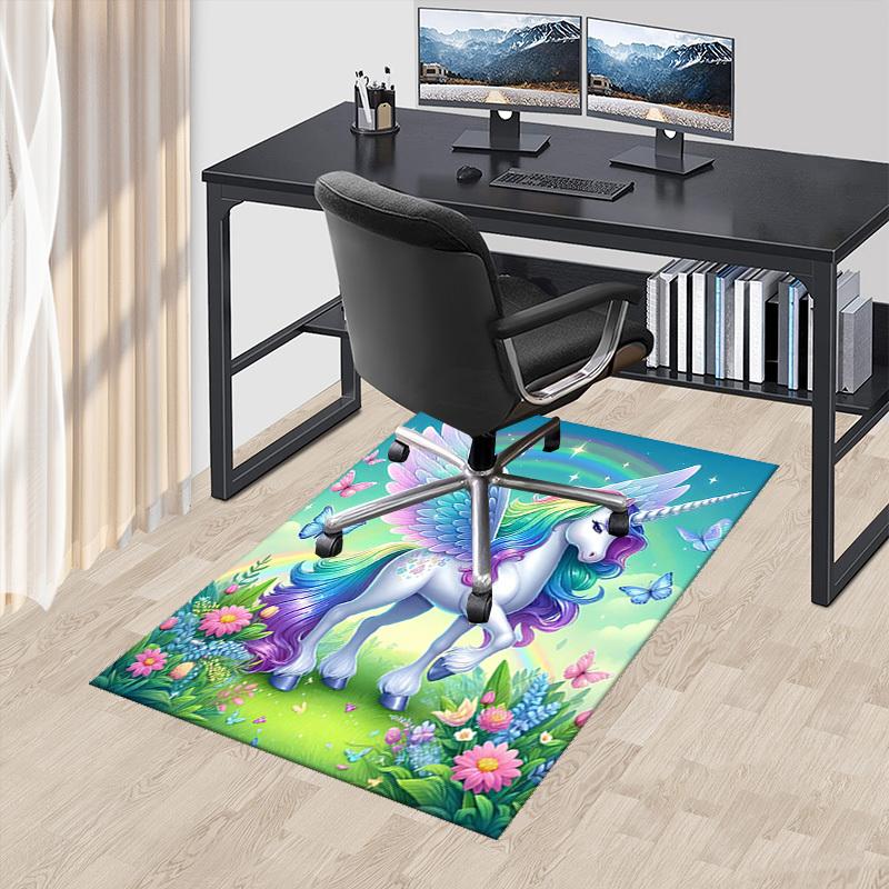 

1pc Rainbow Unicorn Office Chair Mat - Anime Cartoon Design, Non-Slip Carpet for Home and Office Decor, Suitable for All Seasons.H016 60cm by 90cm
