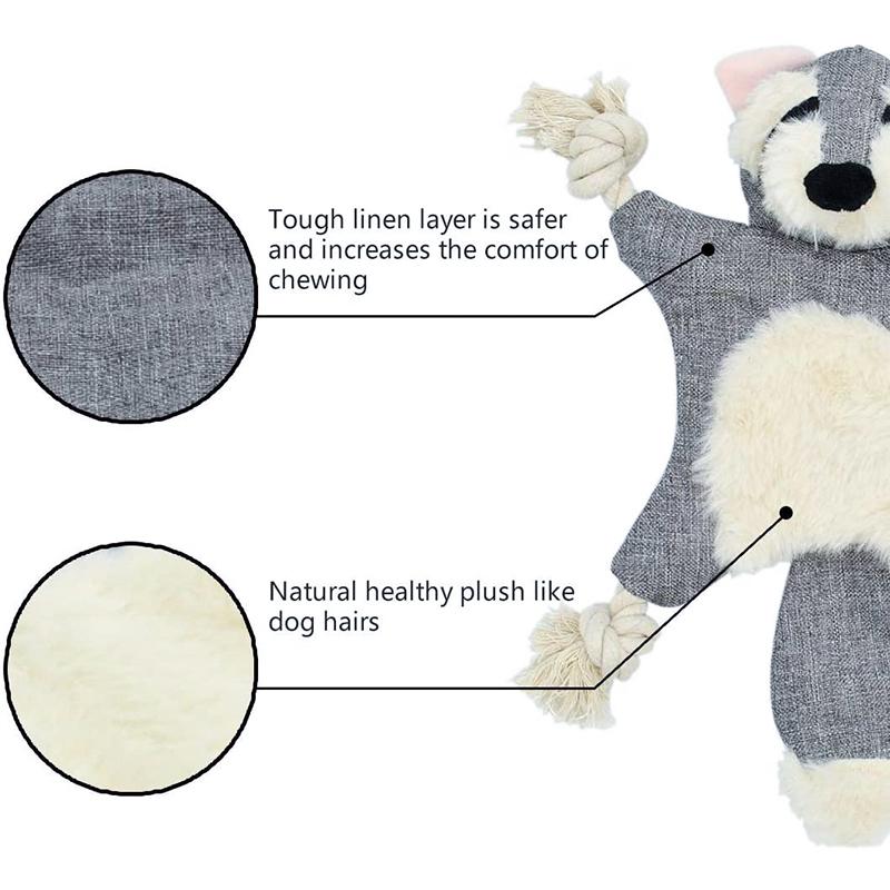 Dogs Benepaw Durable Stuffless Plush Dog Chew Toys Puppy Pet Toys Interactive for Small Medium Large Dog Rope Knots Squeaky