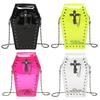 Women Gothic Crossbody Bag PVC Clear Jelly Satchel Bag Cross Coffin Sling Bag Stadium Approved Phone Bag