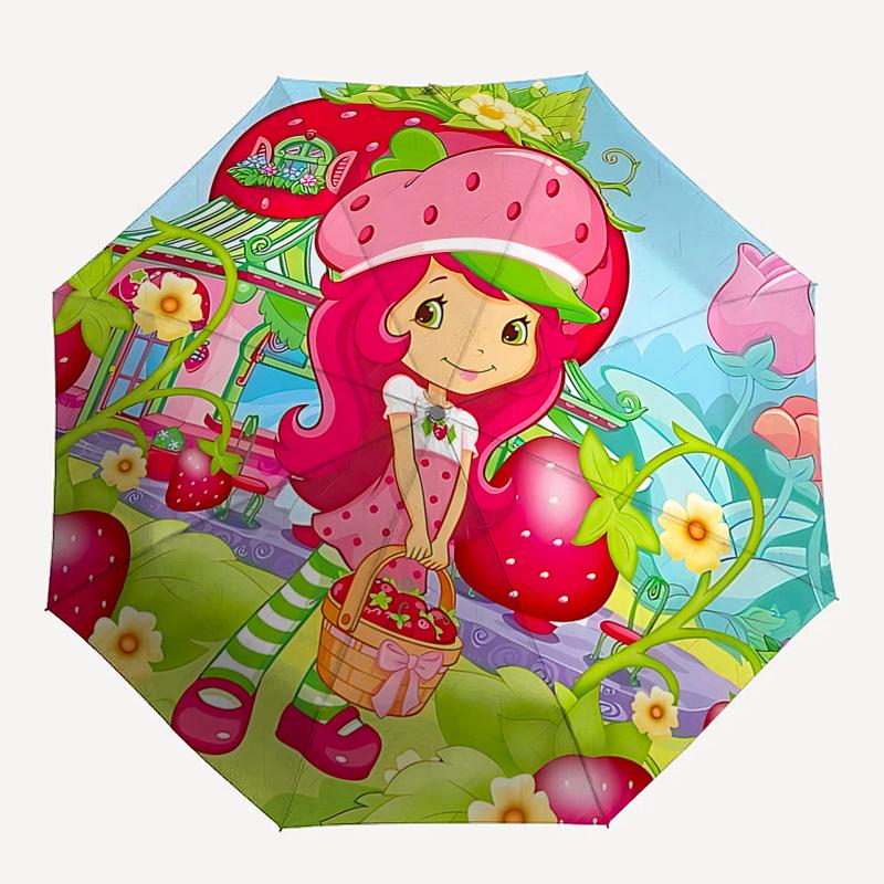 Strawberry Shortcake Automatic Opening/Closing Umbrella - Foldable Design with 8 Bones, Outdoor Use, Perfect Gift for Fans and Travelers0104