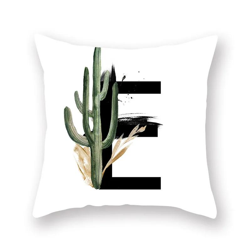 Sofa Pillow Cushion Wholesale Nordic Style Plant English Alphabet Peach Skin Pillowcase