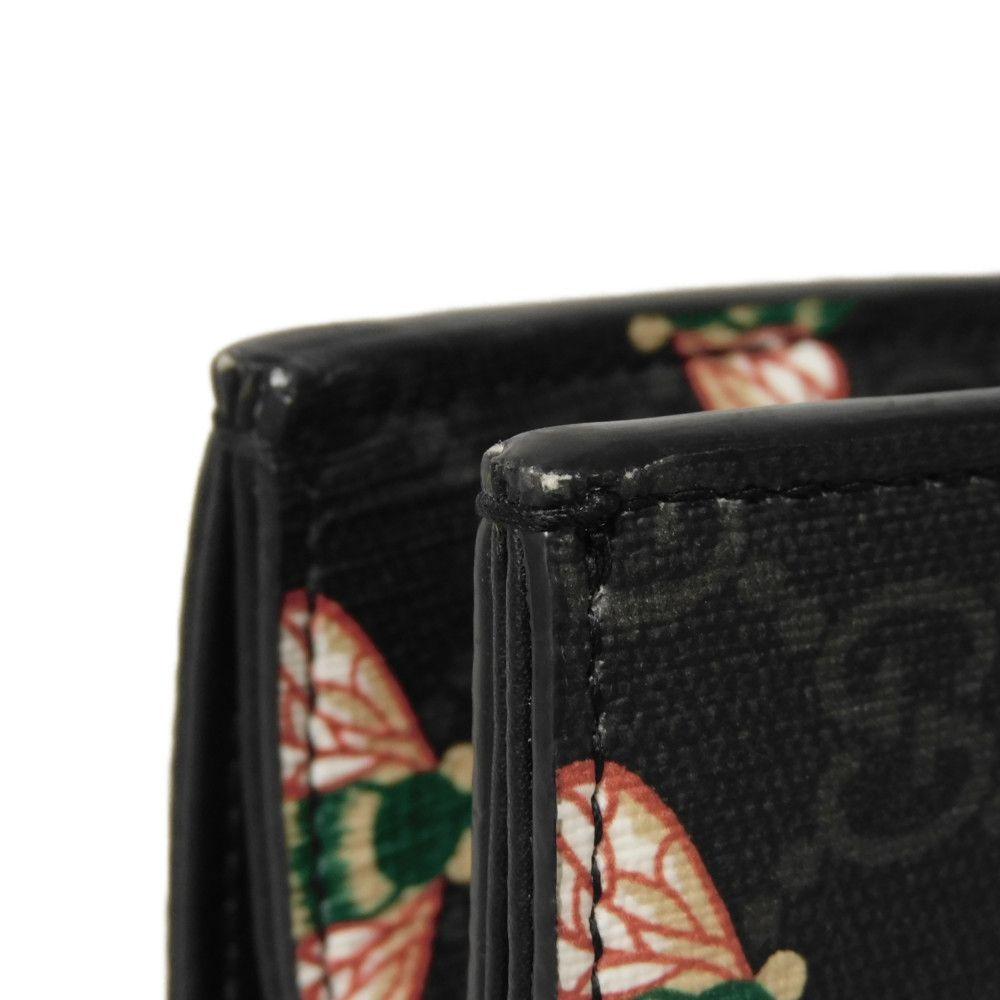 Used GG Supreme Bee Tote Bag In Black with Logo Embossed Calfskin Bee All-Over Print (Size 681298, UIEBN 1058, 7924)