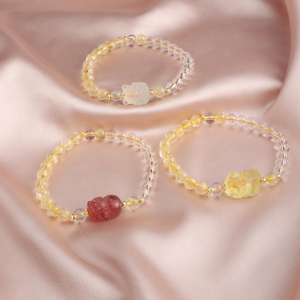 Bracelet Natural Citrine White Crystal Bracelet Pixiu Chinchilla Running Ring Fashion Versatile Douyin Explosion