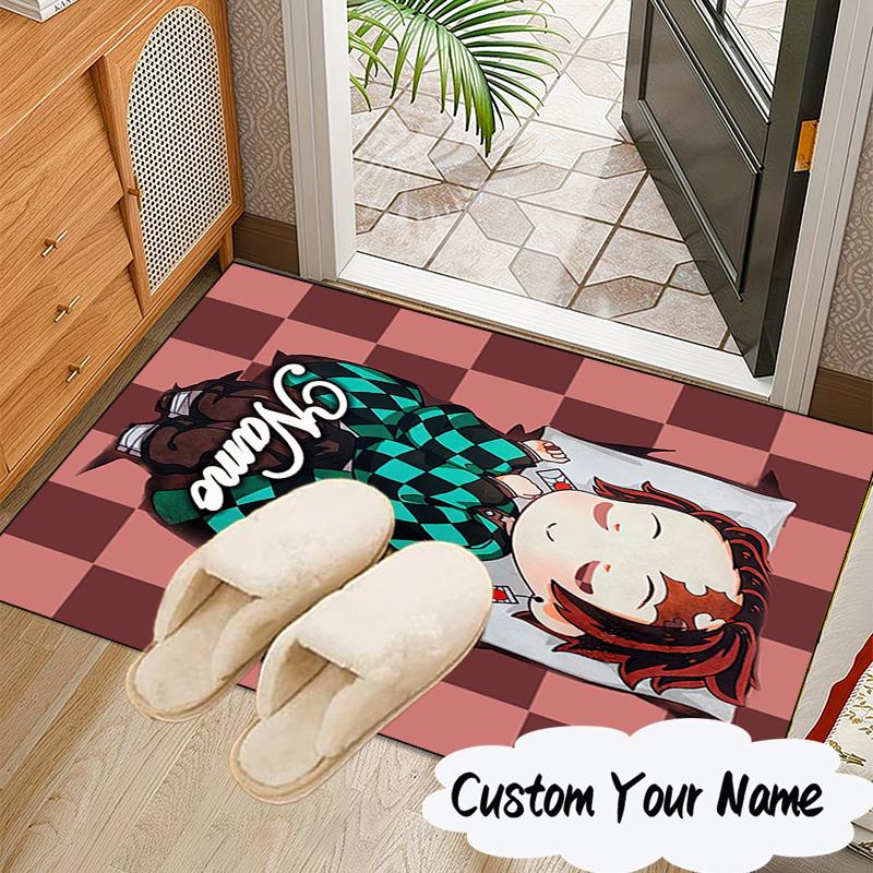 Custom Name Anime Demon Carpet, Chair Rug,Area Rug for Office Bedroom living rooms bedroom, Doormat decor Christmas fan gifts