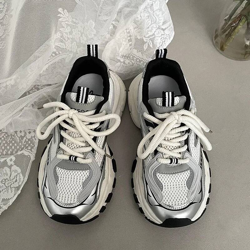 Women Sports Shoes  New Summer Women'S Casual Sneakers Thick Soled Slimming Lightweight Mesh Height Increasing Shoes