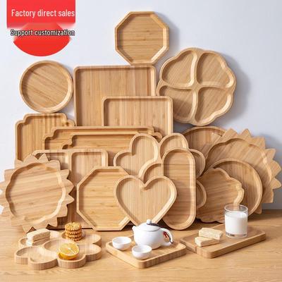 Japanese-Style Bamboo Tea Tray - Rectangular & Round Design for Home, Fruit, and Snack Serving