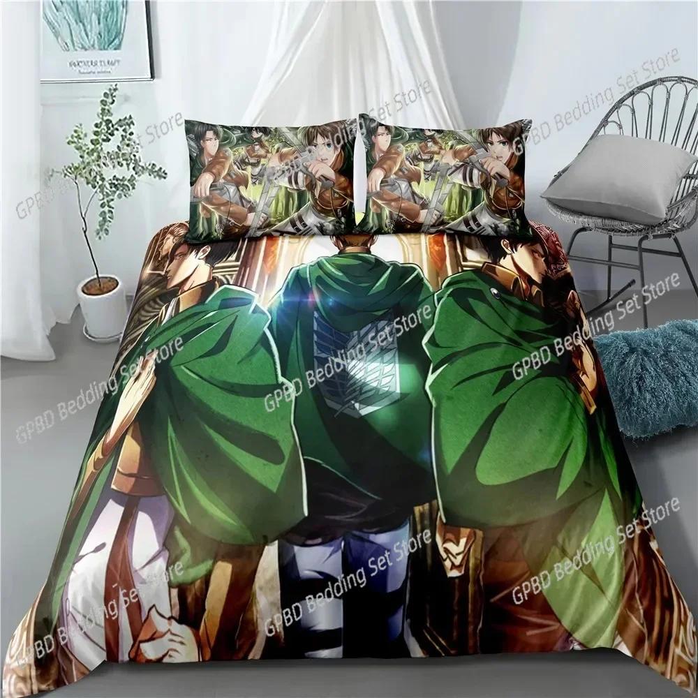 Luxury New 3D Print Fashion Anime Attack on Titan Home Textile Pillow Case Duvet Covers Comforter Bedding Sets For Home Textiles