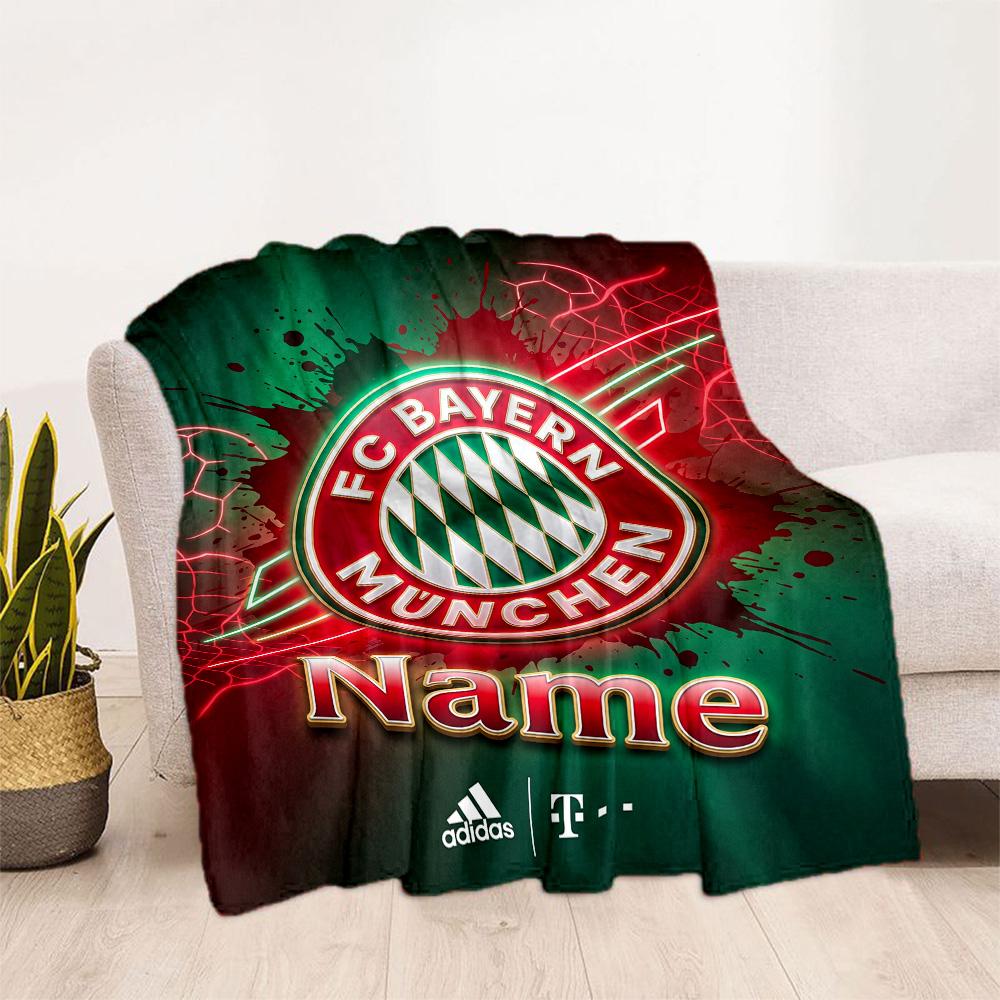 Bayern Munich Fan Gear Personalized Text Blanket Lightweight Customizable Blanket Ultra-Soft for Chair Picnics Bed Office Chair Ideal for All Seasons